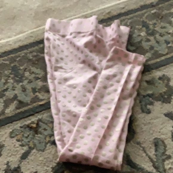 ISAAC MIZRAHI Leggins pink polka dotted size 8 gold shiny sparkled dots … - Picture 8 of 8